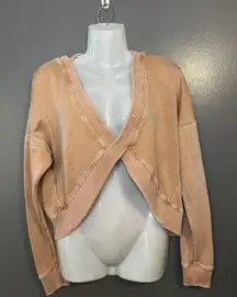 Aeropostale Sweatshirt Womens Medium Peach Wrap Front Cropped Pullover Top