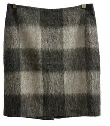 Talbots Women's Plaid Alpaca Wool Blend Pencil Skirt Size 10 Gray Lined Zipper