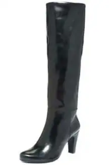 Jones New York NJ Lexington tall black leather heeled boots casual basic size 8