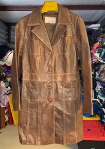 Wilsons Leather Maxima Brown Coat Leather Long Size Large Winter Warm
