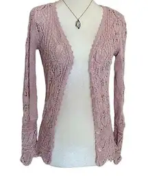 light blush pink knit crochet dainty whimsical fairycore cardigan