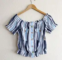 Arizona Jean Company Blue Striped Blouse