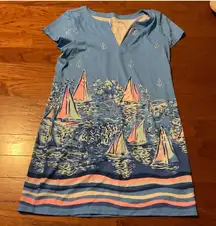 Lilly Pulitzer UPF 50 SOPHLETTA Short Sleeve‎ Dress LIL NAUTI LUNAR BLUE $138