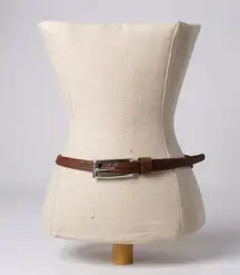 Women’s Kenneth Cole Croc Embossed Thin Leather Belt Medium Tan