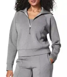 Spanx AirEssentials Half Zip Pullover XL Gray Blue Soft Lightweight Lounge Top