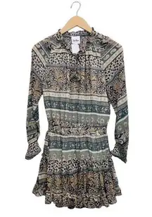 Sky to Moon Long Sleeve Keyhole Boho Bohemian Paisley Mini dress