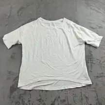 Lululemon Womens Top Size 8 Short Sleeve White Boxy Athleisure Preppy Logo