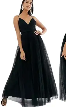 ASOS Design Bridesmaid A-line Cami Pleated Tulle Maxi Dress Size 8