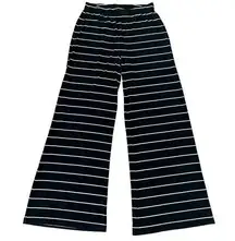Chicos Womens Black/White Stripe Wide Leg Pull On Pants sz  0/ Small 0328