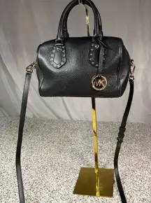 Michael Kors Aria Small Black Studded Satchel Crossbody Handbag