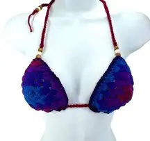 Handmade Napper brand granny square string bikini top halter adjustable crochet