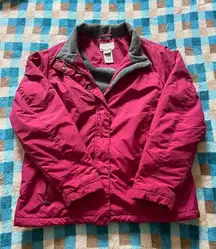 LL Bean Women's Winter Full Zip Jacket Fleece Lined, Magenta Size Large