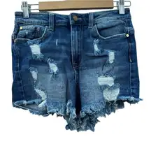 Kendall & Kylie‎ Medium Wash Mid Rise Distressed Shorts Size 28