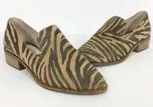 Lucky Brand Zebra Print Garny Loafers Block‎ Heel Leather Slip On Shoes Size 8M