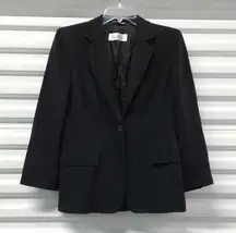 MaxMara Blazer Jacket Women Size 6 Black 100% Wool Button Front Office Corpcore