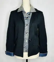 Hilary Radley for Katherine Barclay Black Blazer /Jean Jacket Combo Sz M