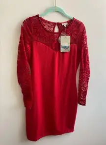 NWT Lily Star Stretchy Red Lace Dress