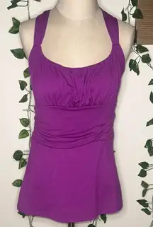 BISOU BISOU Michele Bohbot Open Back Strappy Tank Top Built in Bra Y2K 2000’s