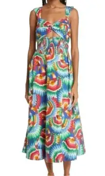 FARM Rio size large midi sun dress Chevron toucans Vibrant Zigzag