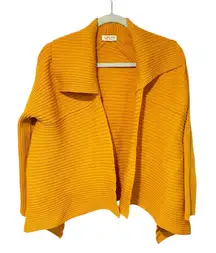 Dries Von Notten Merino Wool Orange Ribbed Open Front Draped Sweater Top Small