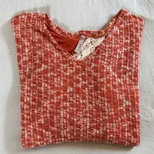 Entro Textured Orange and Cream Sweater