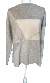 Vince Geometric Pattern Gray and Cream Sweater, Large