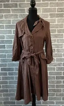 Scarlet of Sweden | Cocoa Colored Coat |100% Cotton | Belt | Size Large | NWT