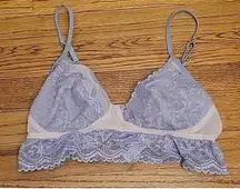Pink & Gray Lace & Mesh Adjustable‎ Festival Party Feminine Bra Top - size M
