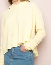 Brandy Melville John Galt Buttery Yellow Waffle Knit Thermal Hoodie