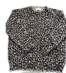 First Love Leopard Print Sweater with Distressed Hem