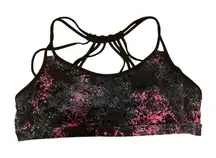 Forever 21 Sports Bra Strappy Black Pink Large