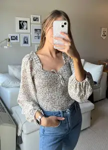 Floral Long Sleeve Rouched Top