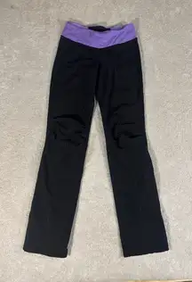 Lululemon Womens Pants Straight Leg Mixed Material Pull On Black Size 4 Thick‎