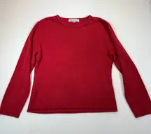 Carolyn Taylor Essentials Womens Red Long Sleeve Knit Sweater