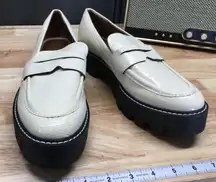 Franco Sarto L-Balin Women's 9 White Patent Leather Lug Sole Platform Loafer