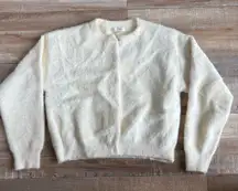 Line&Dot Fuzzy Cream Cardigan Size S