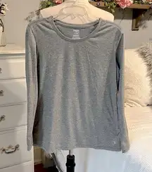 Solid Gray Performance Long Sleeve Gray Dri More Womens Medium