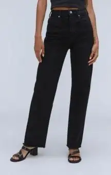 Everlane The Way-High Jean Raw Hem Straight Leg Stretch Coal Black Size 34 Crop