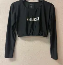 RELLECIGA Women's Size Large Black Swim Shirt Rashguard Long Sleeve‎ Crop Top