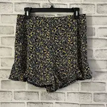 NWT! Women’s She & Sky blue with yellow floral dress high waist shorts, Size L