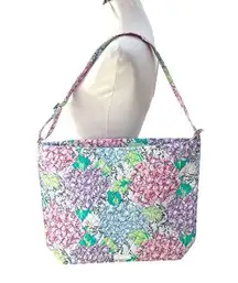 Vera Bradley  Hobo Shoulder Bag Happy Hydrangeas Purple Blue Pink