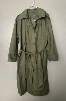 Banana Republic Green Trench Coat Size Large Petite
