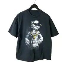 Urban Outfitters 2009 Vintage Popeye Gangster Rap Tee T Shirt 00s The Sailor Man Cartoon Black XL