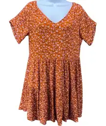 Tiered‎ Mini Sundress Small Floral Vibrant Oversized Vacation Resort Boho Flowy