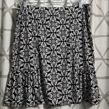 White House Black Market Monochrome Floral Skirt