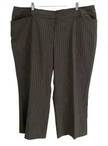 Lane Bryant pinstripe cropped wide leg trousers womens 22 gray clasp closure New