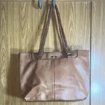 Chaps Brown Leather Tote Bag with Classic Design