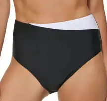 Calvin Klein BLACK & White Splice High Waist Colorblock Bikini Swim Bottom XL