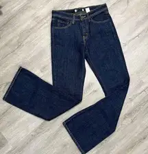 Dark Wash Bootcut Jeans Size 8 Contrast Stitching 100% Cotton Women’s