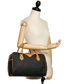 YVES SAINT LAURENT Vintage Leather-Trim Woven Boston Bag